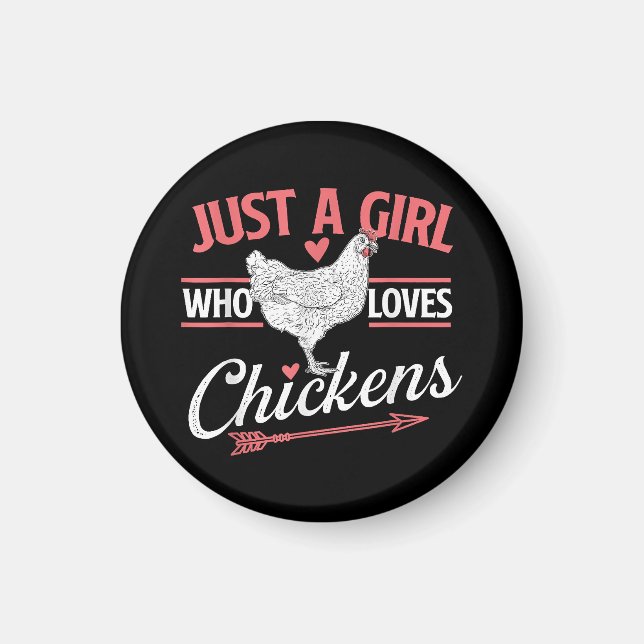Just A Girl Who Loves Chickens - Chicken Lover Pou Magnet (Front)