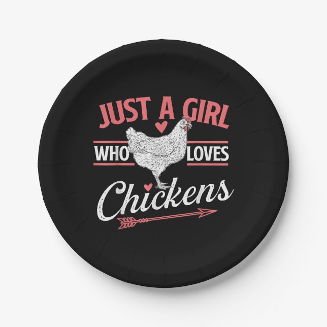 Just A Girl Who Loves Chickens - Chicken Lover Pou Paper Plate (Front)