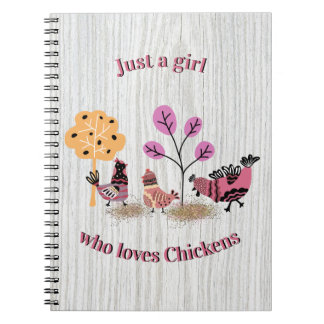 Just A Girl Who Loves Chickens Country Folk Art Notebook
