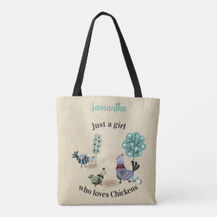 Just A Girl Who Loves Chickens Country Folk Art    Tote Bag