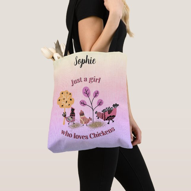 Just A Girl Who Loves Chickens Country Folk Art    Tote Bag (Close Up)