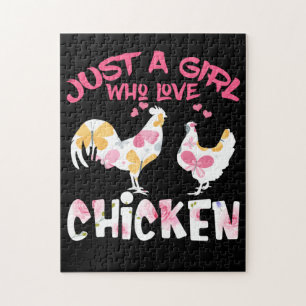 Just a Girl Who Loves Chickens, Cute Chicken Jigsaw Puzzle