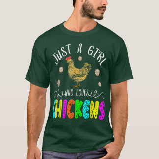 Just A Girl Who Loves Chickens Floral Chicken Bow  T-Shirt