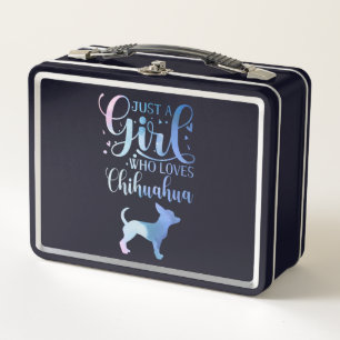 Just A Girl Who Loves Chihuahua Dog Owner Lady Metal Lunch Box
