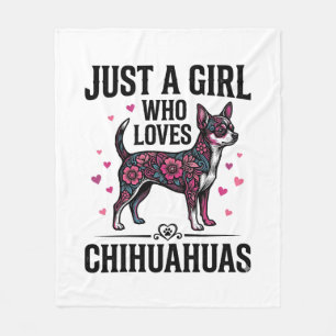 Just A Girl Who Loves Chihuahuas Vintage Dog Desig Fleece Blanket
