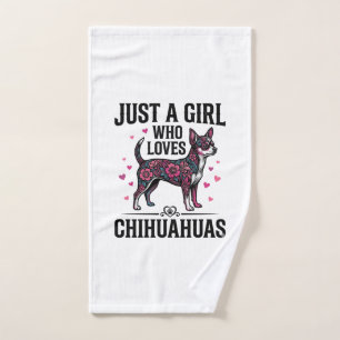Just A Girl Who Loves Chihuahuas Vintage Dog Desig Hand Towel