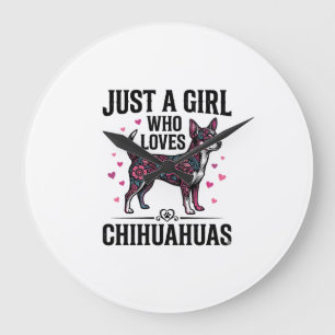 Just A Girl Who Loves Chihuahuas Vintage Dog Desig Large Clock