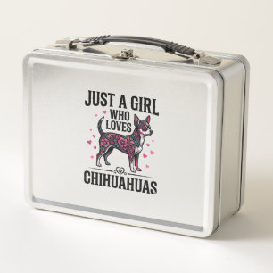 Just A Girl Who Loves Chihuahuas Vintage Dog Desig Metal Lunch Box