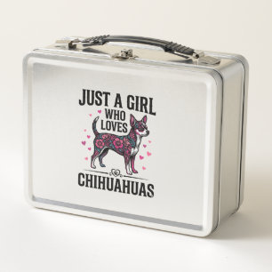 Just A Girl Who Loves Chihuahuas Vintage Dog Desig Metal Lunch Box