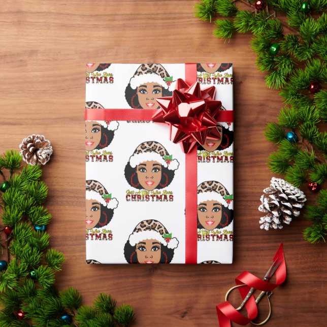 Just a Girl Who Loves Christmas Afro  Wrapping Paper (Holiday Gift)