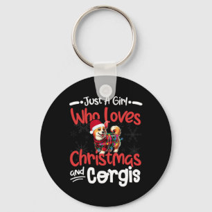 Just A Girl Who Loves Christmas And Corgis Funny S Key Ring