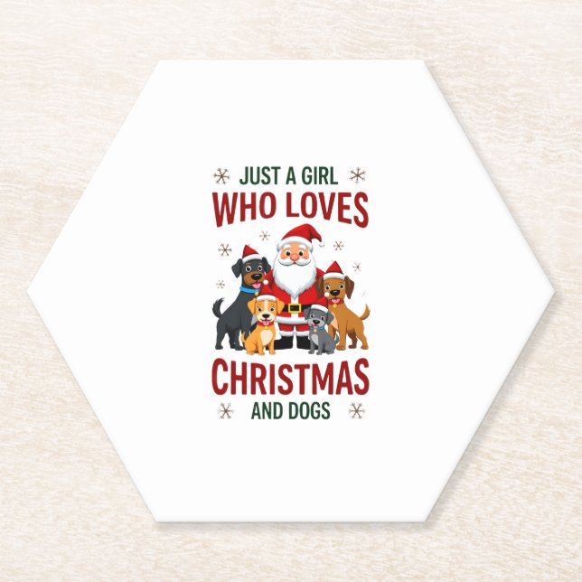 Just A Girl Who Loves Christmas And Dogs Holiday X Paper Coaster (Front)