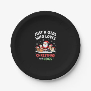 Just A Girl Who Loves Christmas And Dogs Holiday X Paper Plate