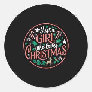 Just A Girl Who Loves Christmas Candy Cane Xmas Pa Classic Round Sticker