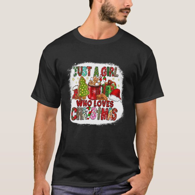 Just A Girl Who Loves Christmas Coffee Cookie Sant T-Shirt (Front)