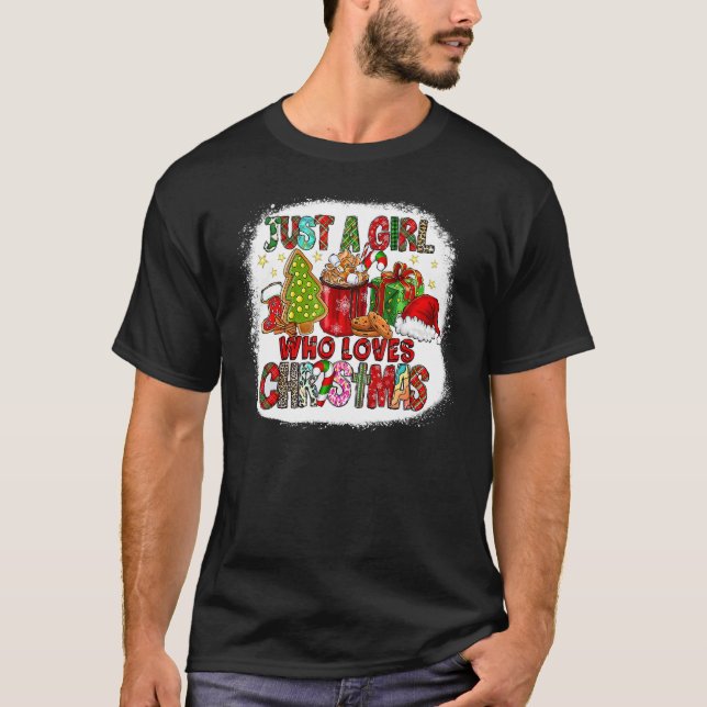 Just A Girl Who Loves Christmas Coffee Cookie Sant T-Shirt (Front)