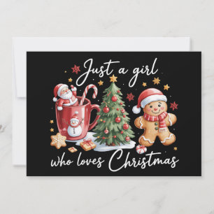 Just A Girl who Loves Christmas Coquette Bow  Holiday Card