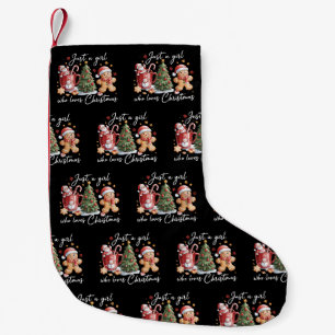 Just A Girl who Loves Christmas Coquette Bow Small Christmas Stocking