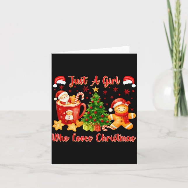 Just A Girl Who Loves Christmas Cute Gingerbread X Card (Front)