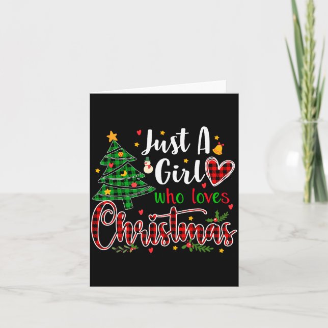 Just A Girl Who Loves Christmas Funny Xmas Pajama  Card (Front)