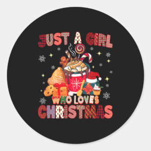 Just A Girl Who Loves Christmas Hot Cocoa Lover Xm Classic Round Sticker