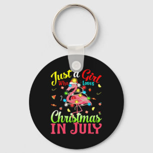 Just A Girl Who Loves Christmas In July Flamingo Key Ring