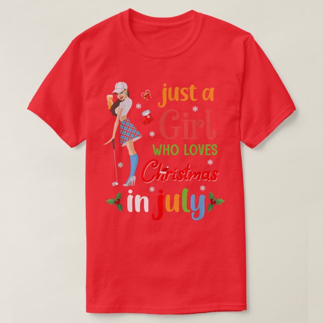 Just A Girl Who Loves Christmas In July Golf Lover T-Shirt (Design Front)