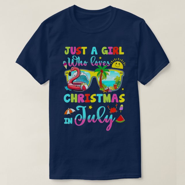 Just A Girl Who Loves Christmas In July Summer Gir T-Shirt (Design Front)