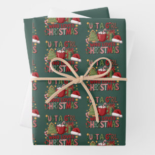 Just A Girl Who Loves Christmas Lover Holiday  Wrapping Paper Sheet