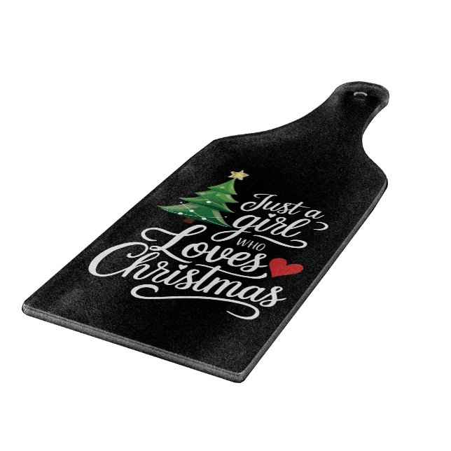 Just A Girl Who Loves Christmas Tree Family Gift Cutting Board (Corner)