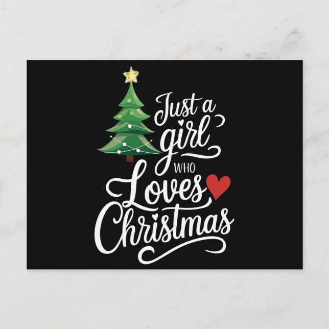 Just A Girl Who Loves Christmas Tree Family Gift Holiday Postcard (Front)