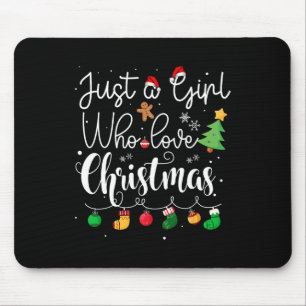 Just A Girl Who Loves Christmas Tree Red Santa Hat Mouse Mat