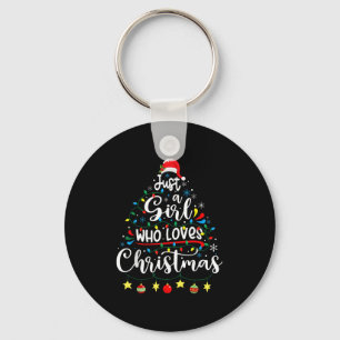 Just A Girl Who Loves Christmas Tree Xmas Lights Key Ring
