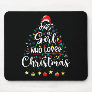 Just A Girl Who Loves Christmas Tree Xmas Lights  Mouse Mat