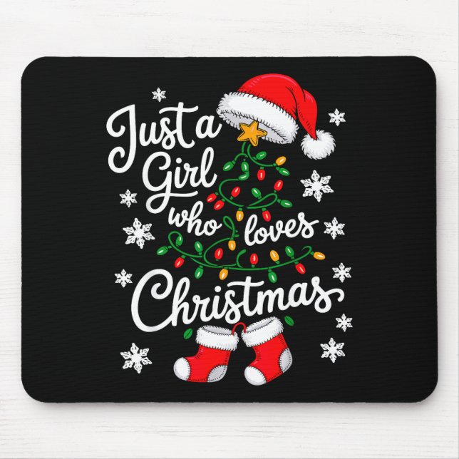 Just A Girl Who Loves Christmas Tree Xmas  Mouse Mat (Front)