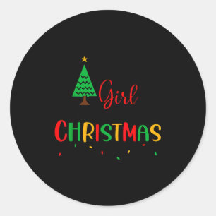 Just A Girl Who Loves Christmas, Women, Girls, Kid Classic Round Sticker