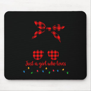 Just A Girl Who Loves Christmas Women Messy Bun Bu Mouse Mat