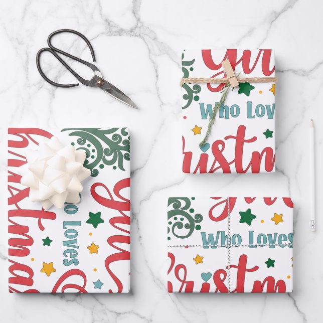 Just A Girl Who Loves Christmas Wrapping Paper Sheet (Front)