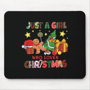 Just A Girl Who Loves Christmas Xmas Funny Gingerb Mouse Mat