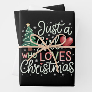 Just A Girl Who Loves Christmas Xmas Lover Winter Wrapping Paper Sheet
