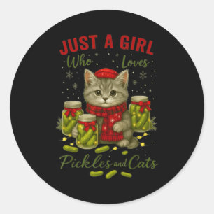 Just A Girl Who Loves Ckles And Cats Christmas  Classic Round Sticker