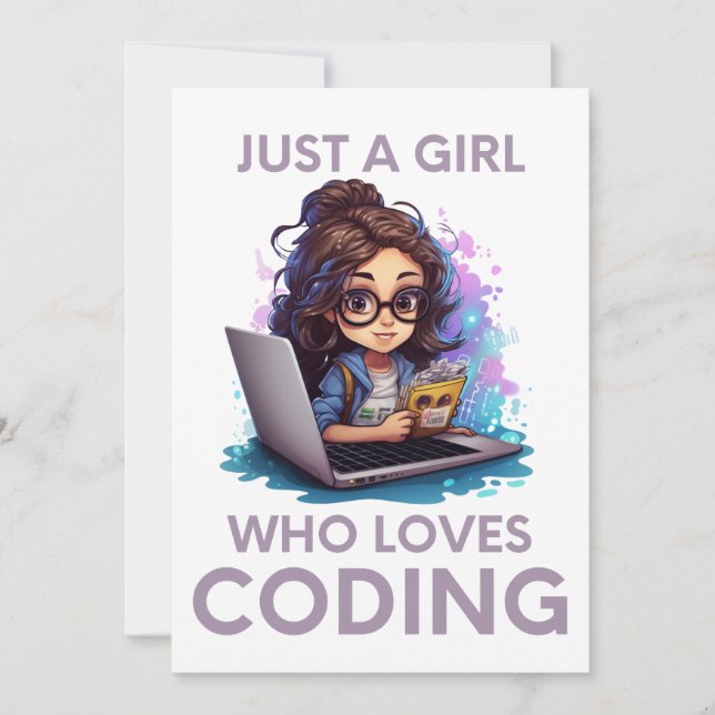 Just A Girl Who Loves Coding Geek Coding Women Invitation (Front)