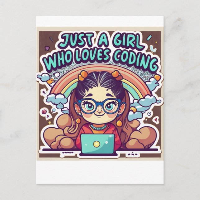 Just A Girl Who Loves Coding Geek Coding Women Postcard (Front)
