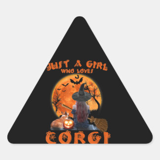 Just A Girl Who Loves Corgi Dog And Halloween Triangle Sticker