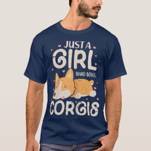Just A Girl Who Loves Corgis Corgi Lover Kawaii Di T-Shirt