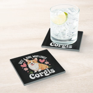 Just a girl who loves Corgis Glass Coaster