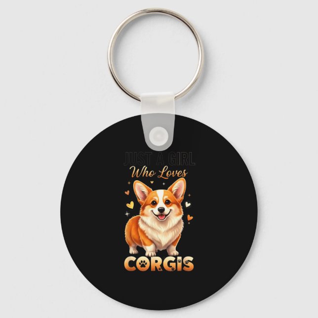 Just A Girl Who Loves Corgis  Key Ring (Front)