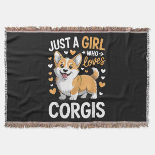 Just A Girl Who Loves Corgis Throw Blanket