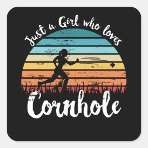 Just a Girl who loves Cornhole Gift Mom Square Sticker