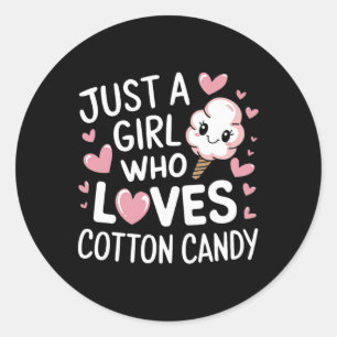 Just A Girl Who Loves Cotton Candy Sticks Cones Fl Classic Round Sticker